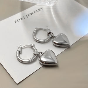 Boucles d'oreilles pendantes en forme de cœur, plaquées or, style coréen, pour femmes, vente en gros en vrac, directement de l'usine - Product Image 4