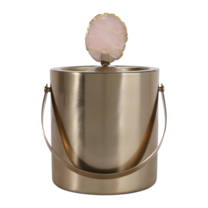 Elegante Cubitera Cilíndrica con Asa de Ágata, Acero Inoxidable, Accesorio Moderno para Bar, Juego de Bebidas para el Hogar - Product Image 4