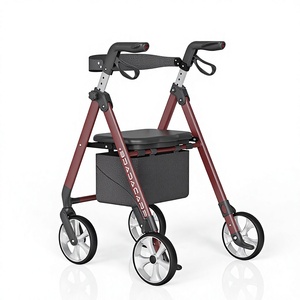 Deambulatore in Alluminio Leggero Pieghevole con Sedile e Borsa, Ausilio per la Mobilità Ergonomico per Anziani, Capacità 150kg - Product Image 1