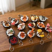 Mini porte-clés sushi japonais, modèle de simulation de bol de riz Donburi avec anguille, breloque pendentif Kawaii, accessoire de sac
