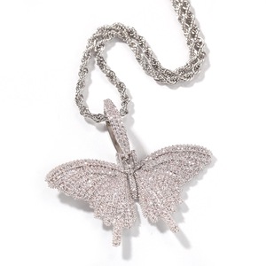 Colar Statement de Alta Qualidade Hip Hop Iced Out com Corrente de Corda de 24mm e Pingente de Borboleta em Zircônia Cubica para Mulheres, Homens e Meninas - Product Image 3
