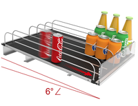 Glissières métalliques robustes à simple face pour réfrigérateur, poussoir de bouteilles pour système d'étagères coulissantes à rouleaux par gravité