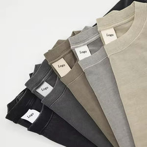 Camiseta de manga corta holgada y extragrande para hombre, 100% algodón, tejido sólido, de alto gramaje, anti-bolitas, estilo vintage, con efecto lavado ácido, venta al por mayor OEM - Product Image 3