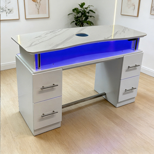 Venta Directa de Fábrica, Mesa de Manicura Económica <span class=keywords><strong>para</strong></span> Salón de Belleza con Superficie de Mármol Blanco y Aspirador de Polvo - Product Image 6