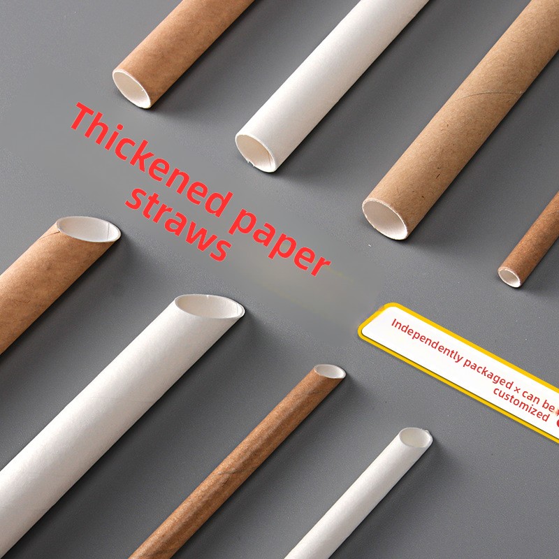 Eco-friendly Biodegradable White Yellow Disposable Individual Packaging Food-grade Paper Straws for Pearl Milk Tea