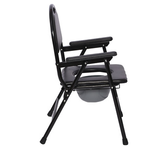 Chaise pliante avec cadre en acier noir et siège rembourré pour personnes âgées et femmes enceintes, usage hospitalier - Product Image 1