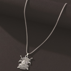 Collier pendentif aigle pirate en acier inoxydable, chaîne de clavicule, style hip hop, bijoux pour hommes - Product Image 4