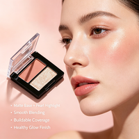 Créez votre propre logo – Palette 2-en-1 blush et illuminateur – Blush mat et illuminateur scintillant – Poudre fine et soyeuse longue tenue pour les joues