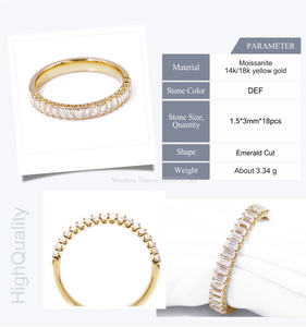 14 Karat 18 Karat Gold Smaragds chliff Verlobung sring Diamant Ewigkeit Moissan ite <span class=keywords><strong>Ring</strong></span> Band für Frauen Hochzeit Design Feiner Schmuck - Product Image 3