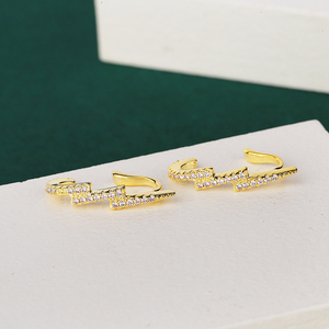 Fashion C-shaped 18K gold-plated earrings personality <strong>lightning</strong> shape zircon ear clips <strong>wholesale</strong> jewelry - Product Image 4