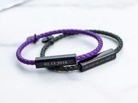 Bracelet en cuir gravé personnalisé, lettres initiales de Double noms vierges, chiffres romains, amour amitié, couple tissé assorti