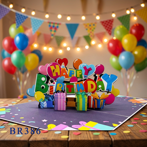 Cartes d'anniversaire 3D personnalisées faites à la main en gros, cadeaux souvenirs, ballons, artisanat en papier, décoration intérieure, impression personnalisée vietnamienne - Product Image 1