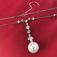 Collier pendentif en argent Sterling S925, perle blanche de 16mm, chaîne en cristal CZ pour femmes, bijoux de luxe légers