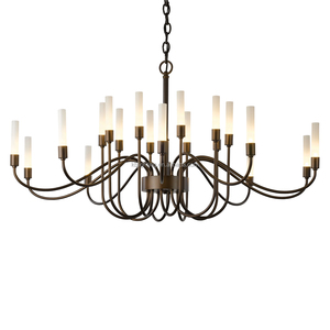 <span class=keywords><strong>Lustre</strong></span> élégant en bronze à 20 bras avec abat-jour en verre givré pour grandes salles à manger, salles de bal, halls d'hôtel - Product Image 1