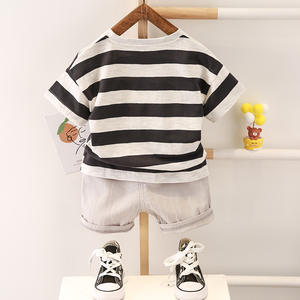 Simple Design Kids Clothing Set Children <b>Suit</b> <b>Black</b> <b>Boys</b> Fancy <b>Suits</b> 2-piece Sets With Stripes - Product Image 2