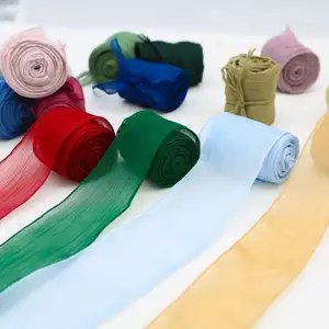 Factory supply custom color and size chiffon silk ribbon handmade fringe chiffon ribbon with frayed edge wholesale