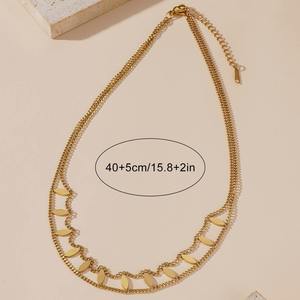Collier pendentif marquise doré en acier inoxydable avec chaîne à maillons pour femme, bijoux de mode - Product Image 6