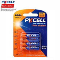 Baterai Kering Silinder Alkaline PKCEL AA LR03/AAA 4 Buah, Baterai untuk Mouse & Remote Control Nirkabel, Baterai untuk Mainan