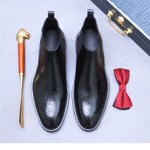 Men's Genuine Leather Ankle <b>Boots</b>-Handcrafted for Business Formal Wear-Chelsea Style Waterproof Anti-Slip Shoes - Product Image 4