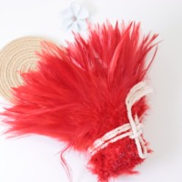 5-6 Zoll natürliche rote Hahn feder aufgereihte Hühner federn Sattel Hackle Neck Feather für Fliegen fischen Fliegen binden Materialien
