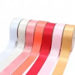 Eco-Friendly Solid Color Satin <b>Ribbons</b> Woven Double Face Gift Packaging Decorative Roll in White Pink Red Gold Assorted Colors - Product Image 6