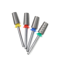Brocas de Carburo para Uñas, Manicura, 6.6, Gran Cilindro Cónico, C/M/F/XF, Parte Superior Plana, Brocas de Pulido para Limpiar Cutículas, 3/32 Pulgadas