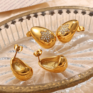 ต่างหูทรงหยดน้ำสำหรับผู้หญิง ชุบทอง ประดับเพชรซิร์คอน ดีไซน์รูปผีเสื้อ ต่างหูแบบห้อย EH721 - Product Image 3