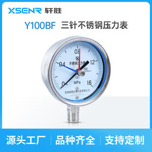 Manomètre en acier inoxydable Suzhou Xuansheng Y100BF 100 mm analogique à trois aiguilles avec indicateur de max/min - Product Image 4