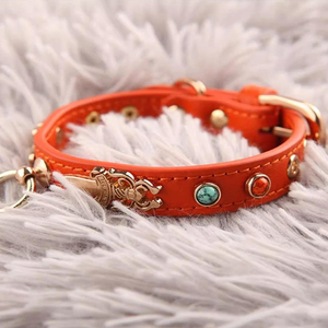 快適な牛革犬のリーシュと襟セットソリッドナイロンラインストーン付きパーソナライズされた高級犬のハーネス - Product Image 4