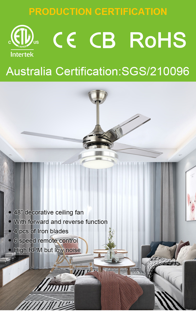 Breezelux High standard home use indoor decorative Electric ceiling fan chandelier