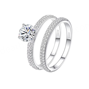 Anillo de Compromiso y Matrimonio de Plata de Ley 925 con Circonita Cúbica de 1.25 Ct para Mujer, Chapado en Rodio, para Regalos y Fiestas - Product Image 1