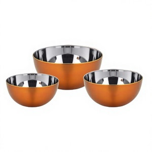Salad Cutter Bowl Set Fresh <b>Egg</b> <b>Storage</b> Stacking Wholesale Bowls Salad Bowl Copper Color Stainless Steel - Product Image 1