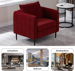 Fauteuil d'Appoint et Canapé Individuel en Velours, Chaise à Accoudoirs Moderne et Confortable avec Coussin Amovible et Pieds en Métal, Fauteuil de Lecture pour le Salon - Product Image 5
