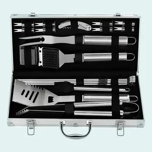 Custom Barbecue Accessories 20pcs BBQ Grill Tools Set With Aluminium Case