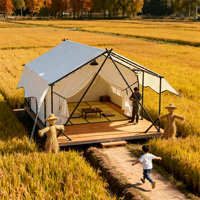 Tente de Glamping Safari Double Couche Semi-Permanente de Luxe, Imperméable et Ignifuge, Idéale pour Hôtels de Luxe et Aventures de Camping en Plein Air - Offre Spéciale