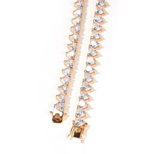 Bijoux design de luxe haute qualité 7mm coeur Tennis collier chaîne en or Rose laiton Zircon Hip Hop <span class=keywords><strong>Rap</strong></span> Lab Bracelet en diamant - Product Image 5