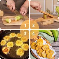 Groothandel Fruit En Groente Gereedschap Houten Bamboe Tostonera Toston Maker Bananenweegbree Pers Stamper 2 In 1