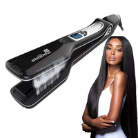 Salon professionnel vapeur fer plat fer à lisser avec affichage LCD à ions négatifs plaque de titane Styler électrique pour une utilisation en voiture