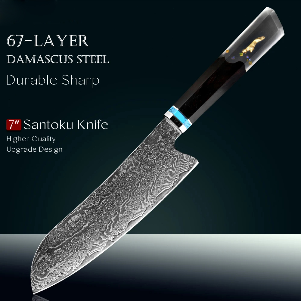 Santoku Knife 67 layers Damascus steel VG10 core