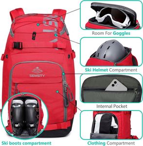 Sac à skis gratuit, sac à skis 65L, sac à dos pour skis, sac à skis imperméable 1680D pour skis, snowboard et accessoires - Product Image 6