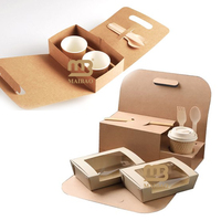 Vente en gros de carton pliable en couleur avec impression, boîte d'emballage alimentaire pour le déjeuner, la boisson, le porte-gobelet avec couverts