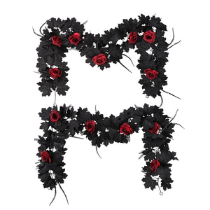 Guirlande de vigne d'érable noire facile à obtenir avec des fleurs rouges, violettes et oranges pour la décoration de la maison et les fêtes de la récolte - Product Image 5