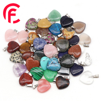 Pierre naturelle en forme de coeur pendentif en cristal cristal Agate collier de pierres précieuses pendentif pour les femmes bijoux en pierre naturelle