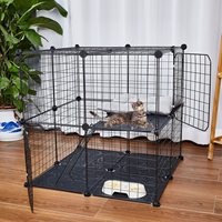 Parc pour animaux de compagnie en fil métallique à assembler soi-même, clôture multi-niveaux détachable pour chat, chaton, chiot, lapin et petits animaux d'intérieur