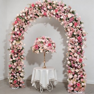 Arche florale artificielle, arrangement de fleurs en soie, arche de roses bleu clair, décoration de fête - Product Image 4