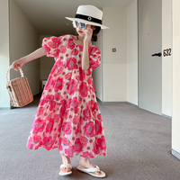 Nouvelle robe d'été 2024 pour filles, à grandes fleurs et volants, 100 % coton, coupe ample, pour 10 ans