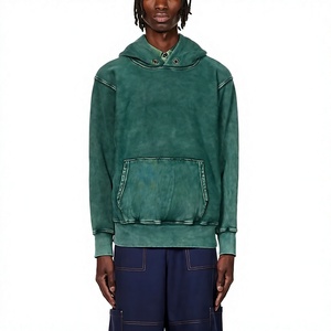 Hoodie surdimensionné personnalisé en molleton bouclette lourd 500 g/m² délavé à l'acide, col uni, style décontracté printemps, sans cordon - Product Image 2