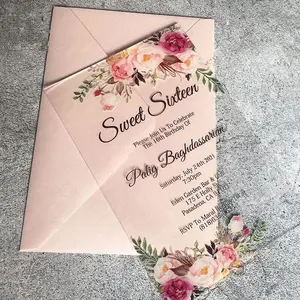 Cartão de convite de casamento personalizado CIVI Cartões de felicitações impressos de luxo Convite em acrílico
