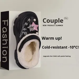 2025 nouveaux sabots à plate-forme doublés en polaire pour femmes pantoufles en coton d'hiver à bout fermé avec doublure intérieure amovible - Product Image 3