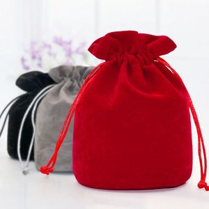 Custom Velvet Eco-Friendly Drawstring Pouch Bags Black Red White Colors for Party Western <b>Embroidery</b> Gift Candle Use Wholesale - Product Image 2